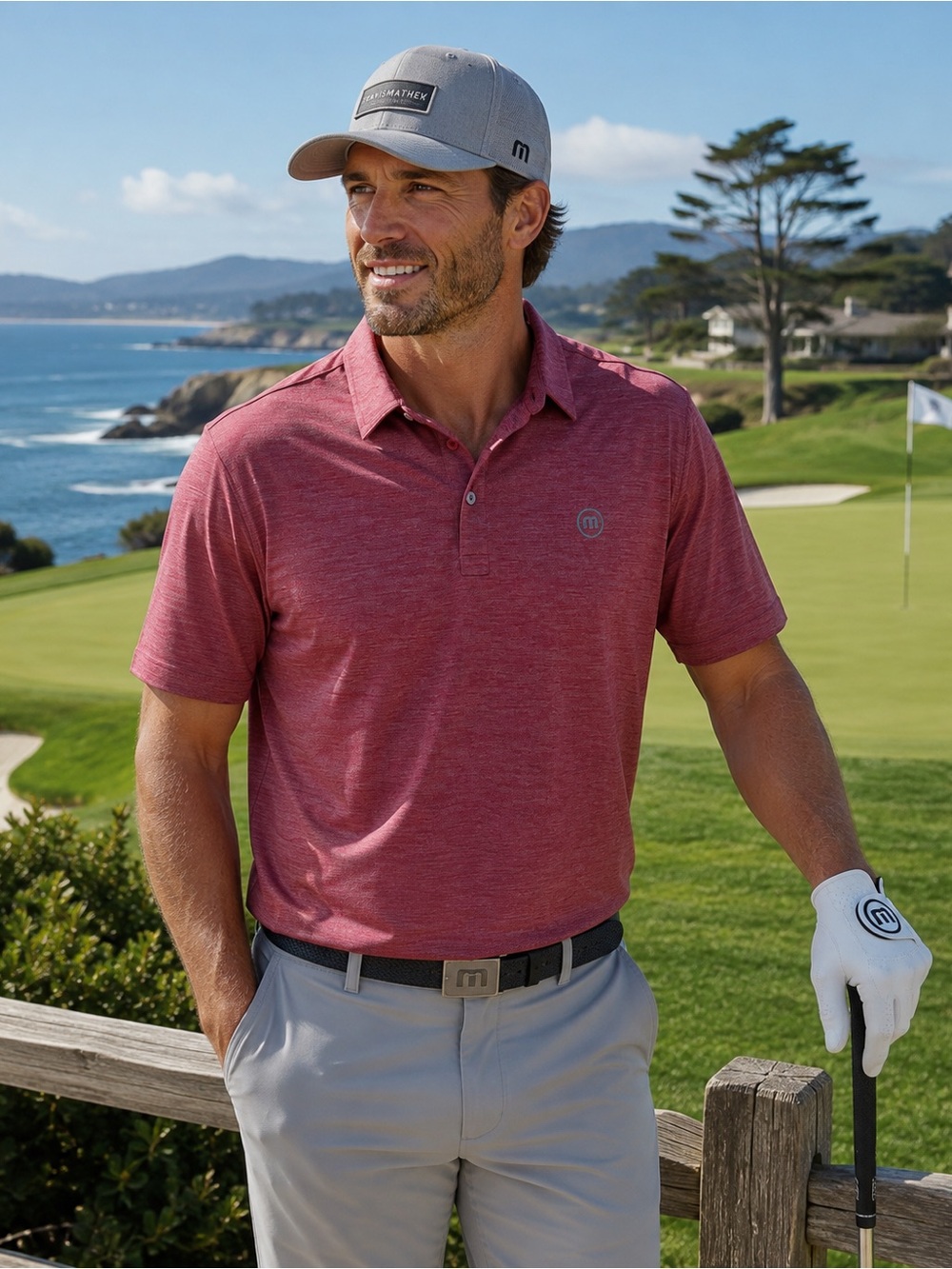 TravisMathew Heathered Maroon Polo